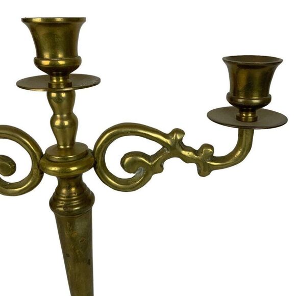 Vintage Gatco Solid Brass Candelabra Pair 3 Arm Candlestick Holders 1980s - Picture 9 of 11
